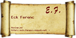 Eck Ferenc névjegykártya